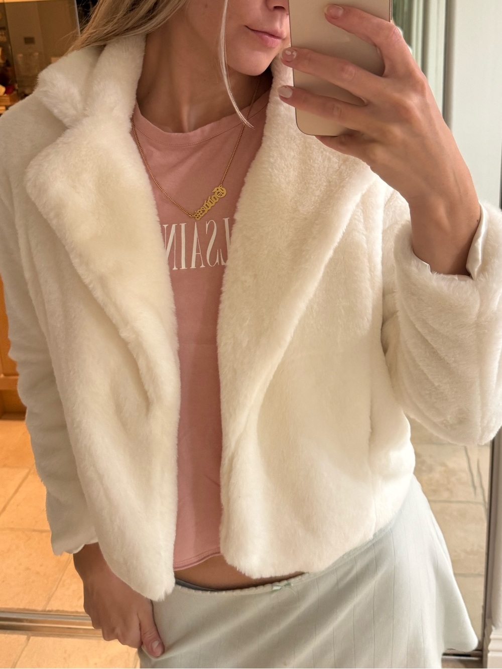 Women's Cream Faux Fur Jacket - Soft Short Coat